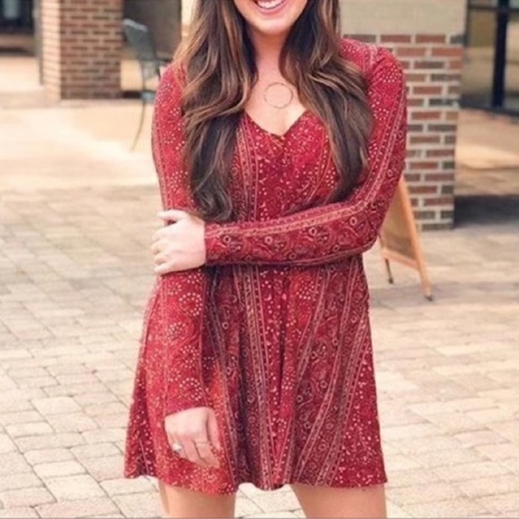 Show Me your Mumu Bryce Hutton Stripe Maroon Paisley Short Dress Womans Large - Picture 7 of 10